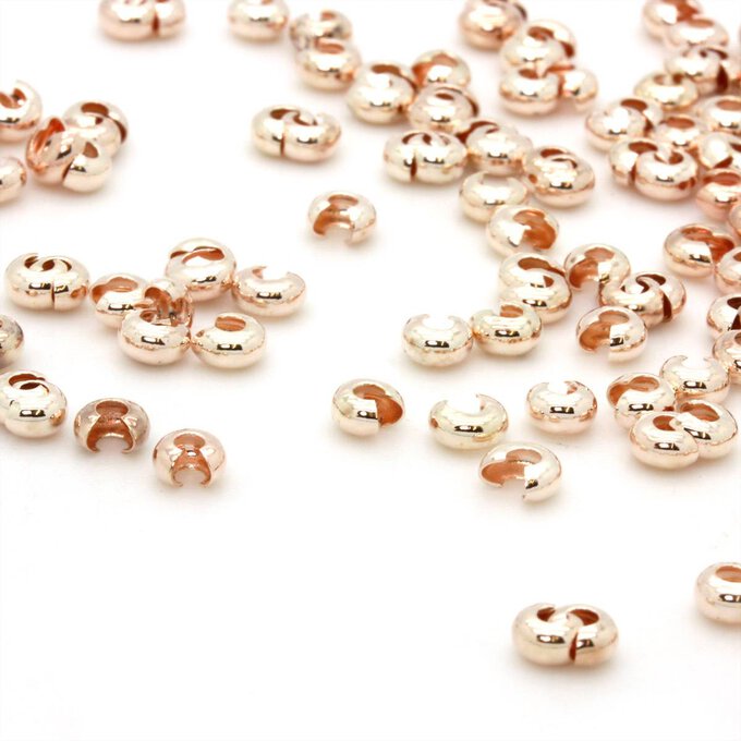 Beads Unlimited Rose Gold Plated Crimp Covers 3mm 26 Pack Hobbycraft