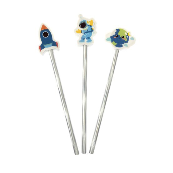 Space Pencils with Erasers 3 Pack image number 1