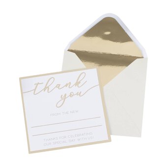 Champagne Gold Foil Thank You Cards 20 Pack