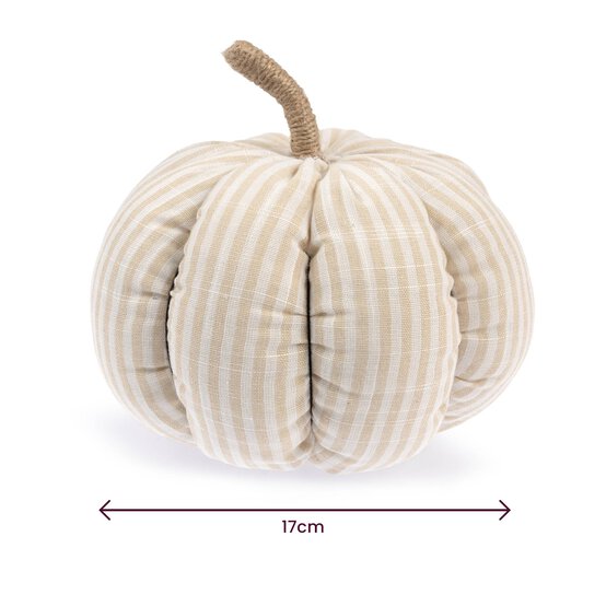 White Cotton Striped Pumpkin 17cm image number 4
