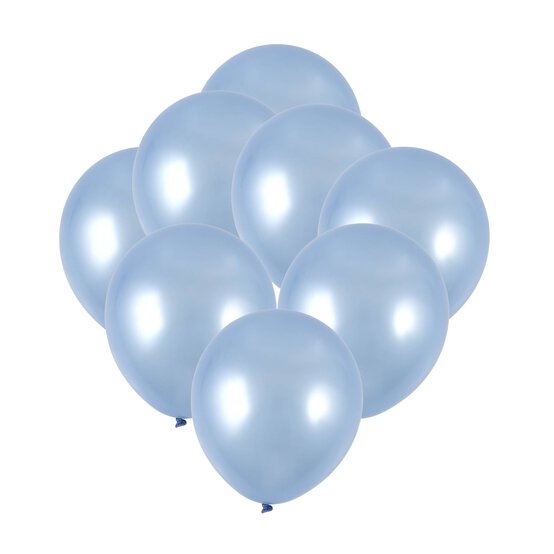 Blue Pearlised Latex Balloons 8 Pack image number 1