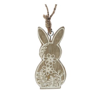 Hanging Floral Wooden Bunny 10cm
