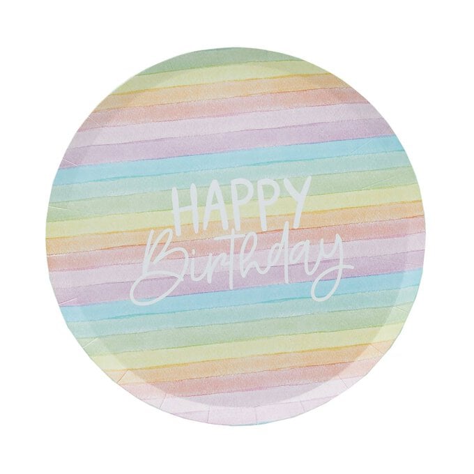 Eco Birthday Rainbow Paper Plates 8 Pack image number 1