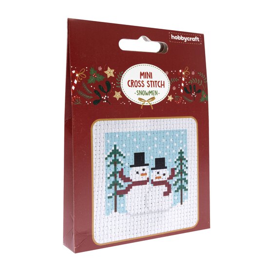 Snowmen Mini Cross Stitch Kit  image number 1