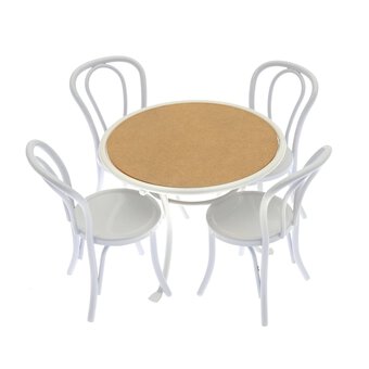 Doll&rsquo;s House White Metal Table and Chair Set 