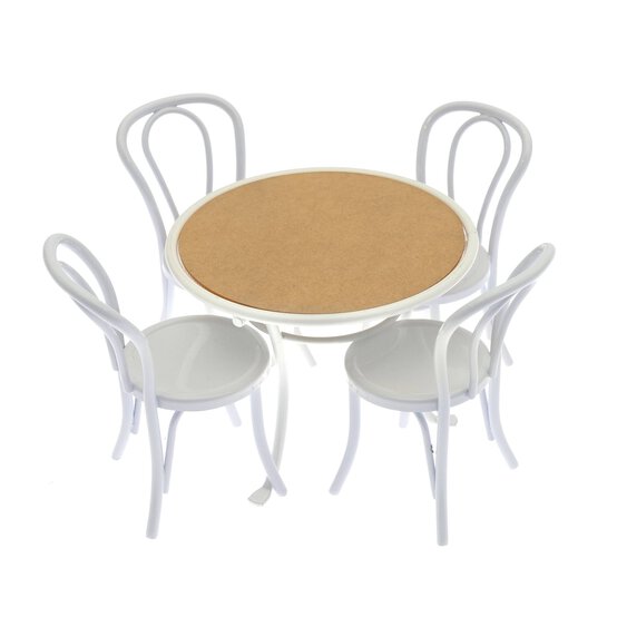 Doll&rsquo;s House White Metal Table and Chair Set  image number 1