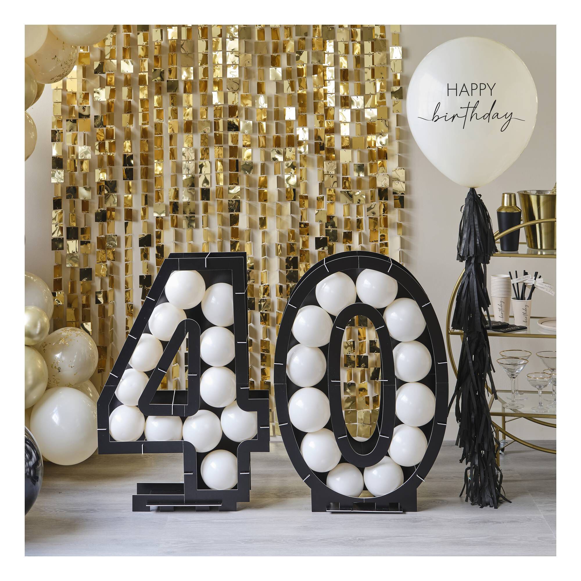 Ginger Ray Black 40th Balloon Mosaic Frame Decoration Hobbycraft