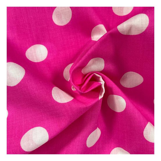 Pink and White Spot Polycotton Fabric by the Metre image number 1