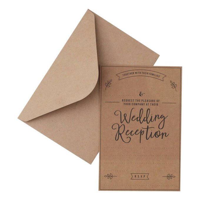 Kraft Wedding Reception Invitations 10 Pack image number 1