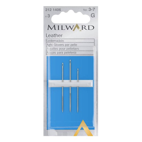 Milward Leather Sewing Needles No.3-7 3 Pack Size 3-7