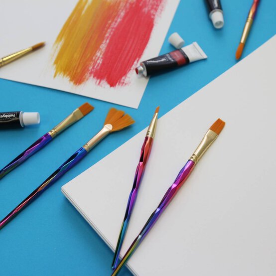 Gold Taklon Unicorn Handle Brushes 6 Pack image number 3