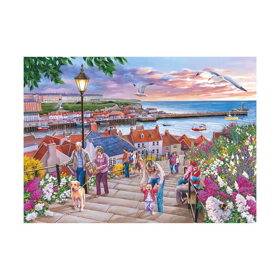 House of Puzzles 199 Steps Whitby Jigsaw Puzzle Tube 150 Pieces image number 2