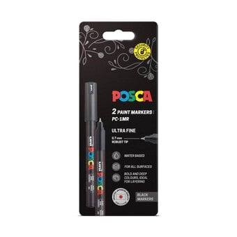 Uni-ball Posca Black PC-1MR Marker Pens 2 Pack