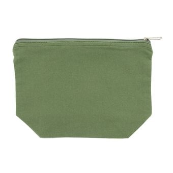 Dark Sage Cotton Zip Pouch