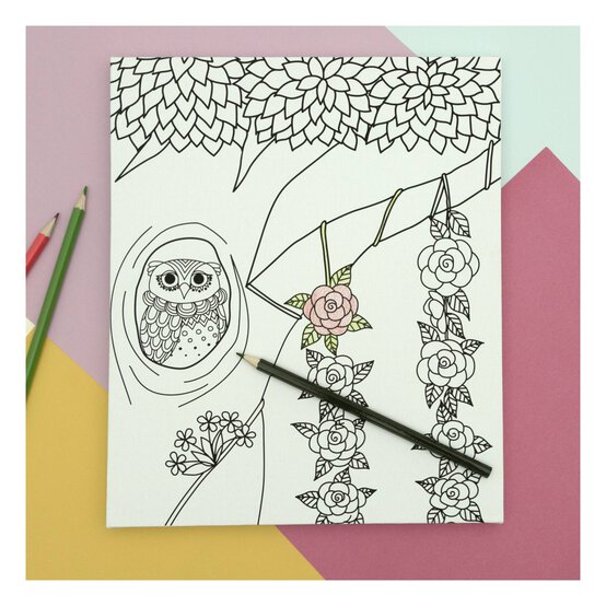 Owl Colour-in Canvas image number 2
