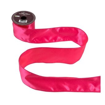 Hot Pink Wire Edge Satin Ribbon 63mm x 3m image number 2
