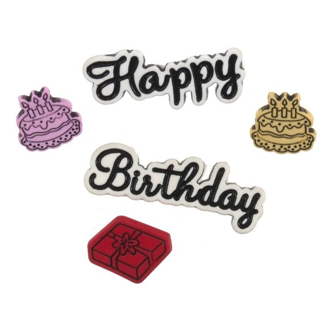 Trimits Happy Birthday Craft Buttons 5 Pieces image number 1