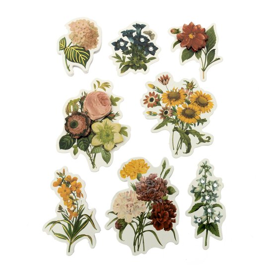 Vintage Flower Card Toppers 8 Pack image number 1