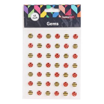Bee and Ladybird Adhesive Gems 10mm 42 Pack
