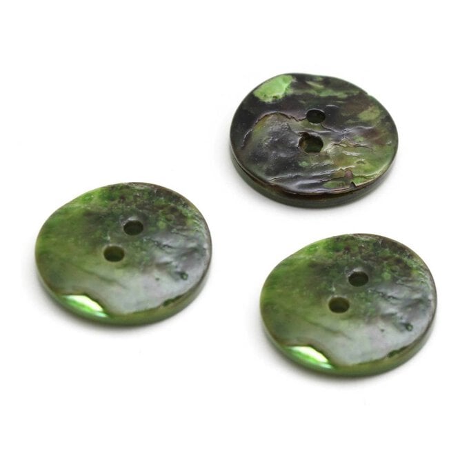 Hemline Lime Green Shell Effect Buttons 20mm 3 Pack image number 1