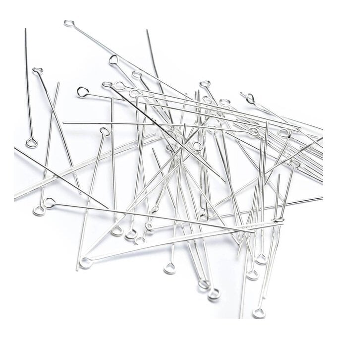 Beads Unlimited Silver Plated Eyepins 50mm 85 Pack image number 1