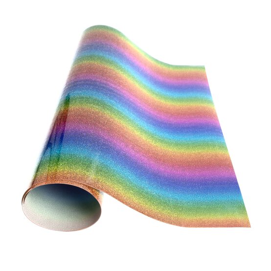 Reflective Rainbow Glitter Iron-On Vinyl 12 x 24 Inches image number 2