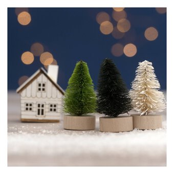 Assorted Green Bottle Brush Trees 5cm 6 Pack