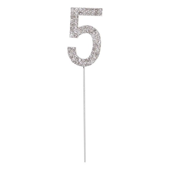 Silver Diamante Number 5 Cake Pick image number 1
