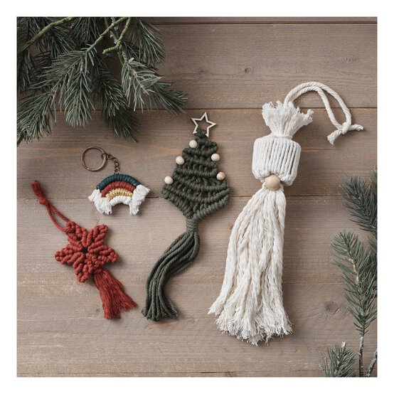 Make Your Own Macram&eacute; Christmas Decorations Kit 4 Pack image number 1