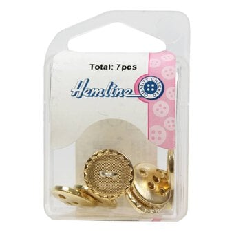 Hemline Gold Metal Patterned Button 7 Pack image number 2