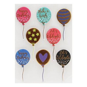 Birthday Balloon Chipboard Toppers 8 Pack