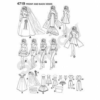 Simplicity Doll Clothing Sewing Pattern 4719 image number 3