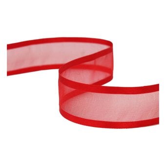 Red Organza Satin-Edged Ribbon 25mm x 4m