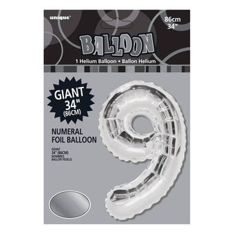 Extra Large Silver Foil 9 Balloon image number 2