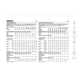 McCall's Women's Tops Sewing Pattern M8557 (AA 10-18)