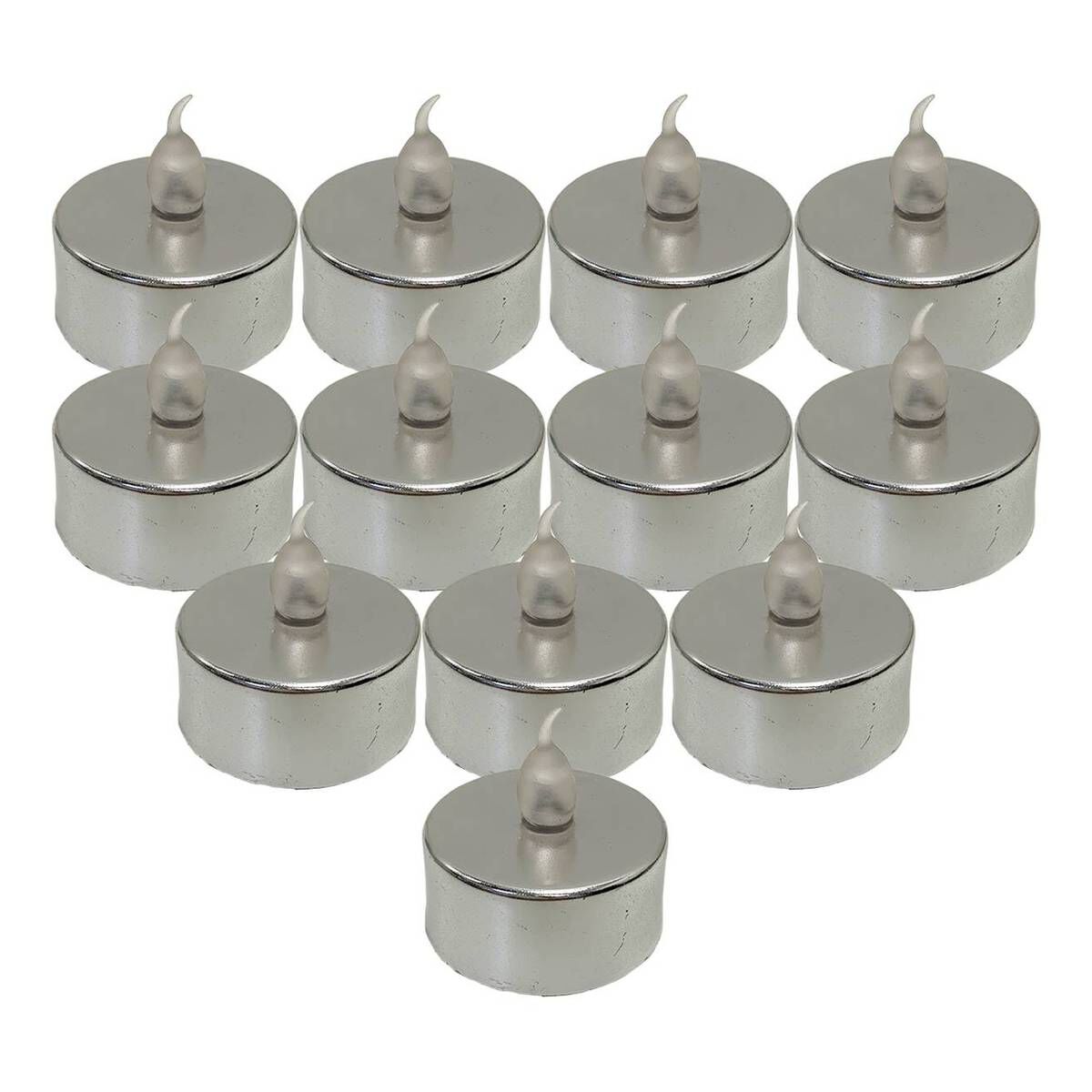 LED Silver Tea Lights 12 Pack Hobbycraft