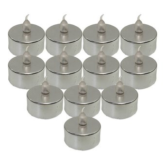 LED Silver Tea Lights 12 Pack