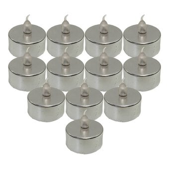 LED Silver Tea Lights 12 Pack