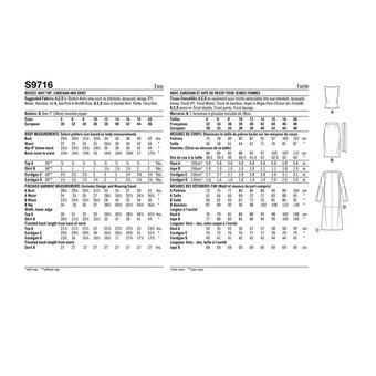 Simplicity Women's Top, Cardigan and Skirt  Sewing Pattern S9716 (D5 4-12)