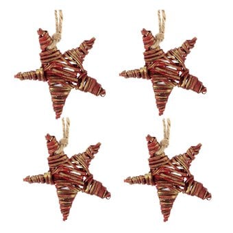 Red and Gold Lata Stars 7cm 4 Pack