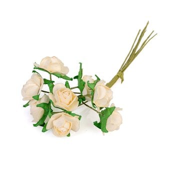 Cream Mini Rose Picks 8 Pieces
