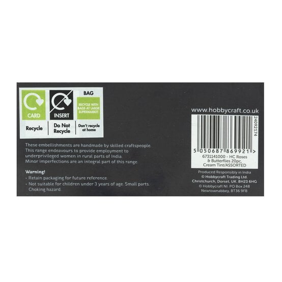 Handmade Cream Roses and Butterflies 20 Pack image number 5