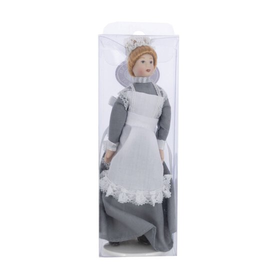 Porcelain Maid in a Grey Dress Doll 16cm image number 4