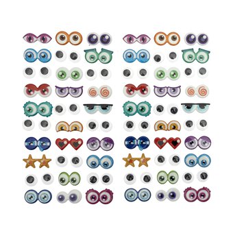 Coloured Craft Eye Puffy Stickers 60 Pairs