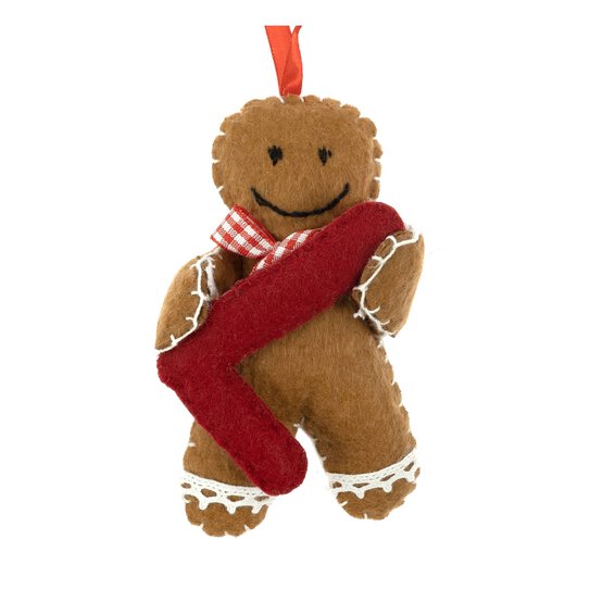 Hanging Gingerbread Felt Letter L Decoration image number 3