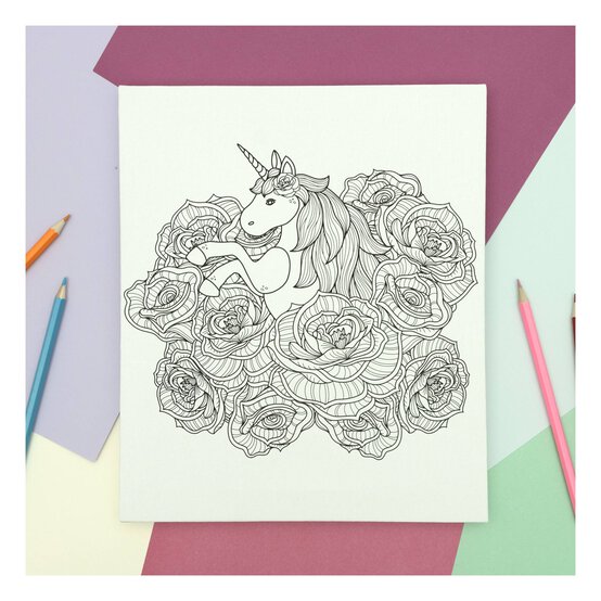 Unicorn and Flower Colour-in Canvas image number 2