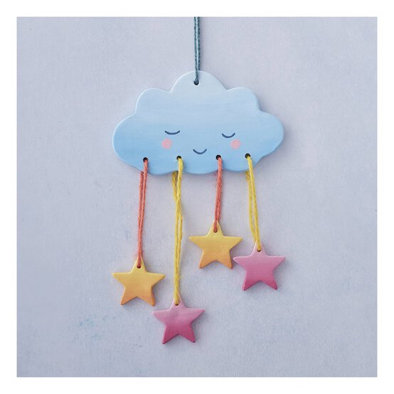 Unglazed Ceramic Cloud and Stars Decoration 14cm image number 2