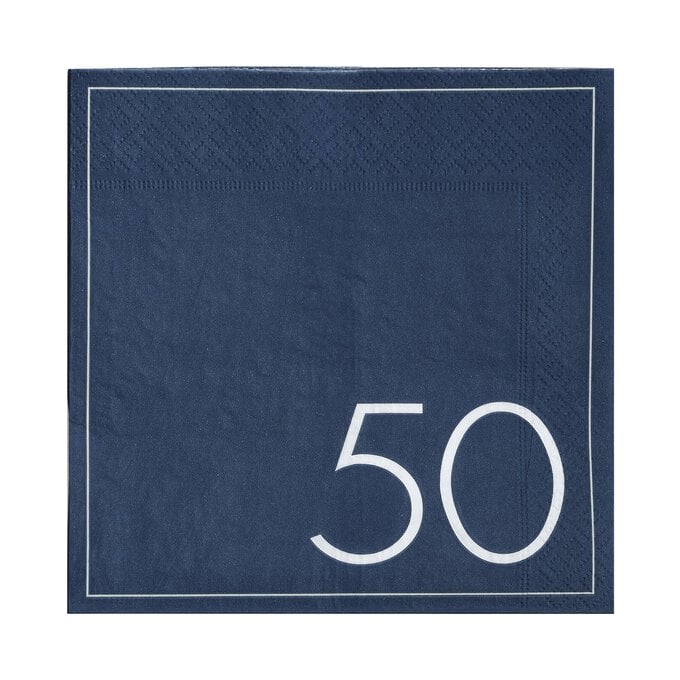 Ginger Ray Navy 50th Birthday Napkins 16 Pack image number 1