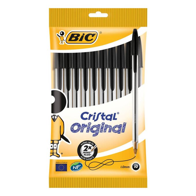 BIC Cristal Black Ballpoint Pens 10 Pack image number 1