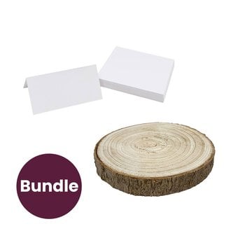 Wooden Slice and Cream Place Card Bundle